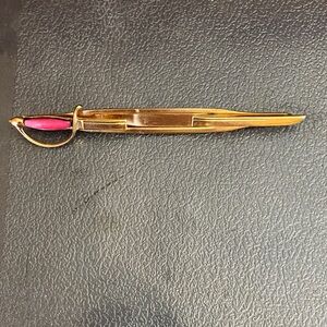 Gold and Pink Sword-Shaped Brooch